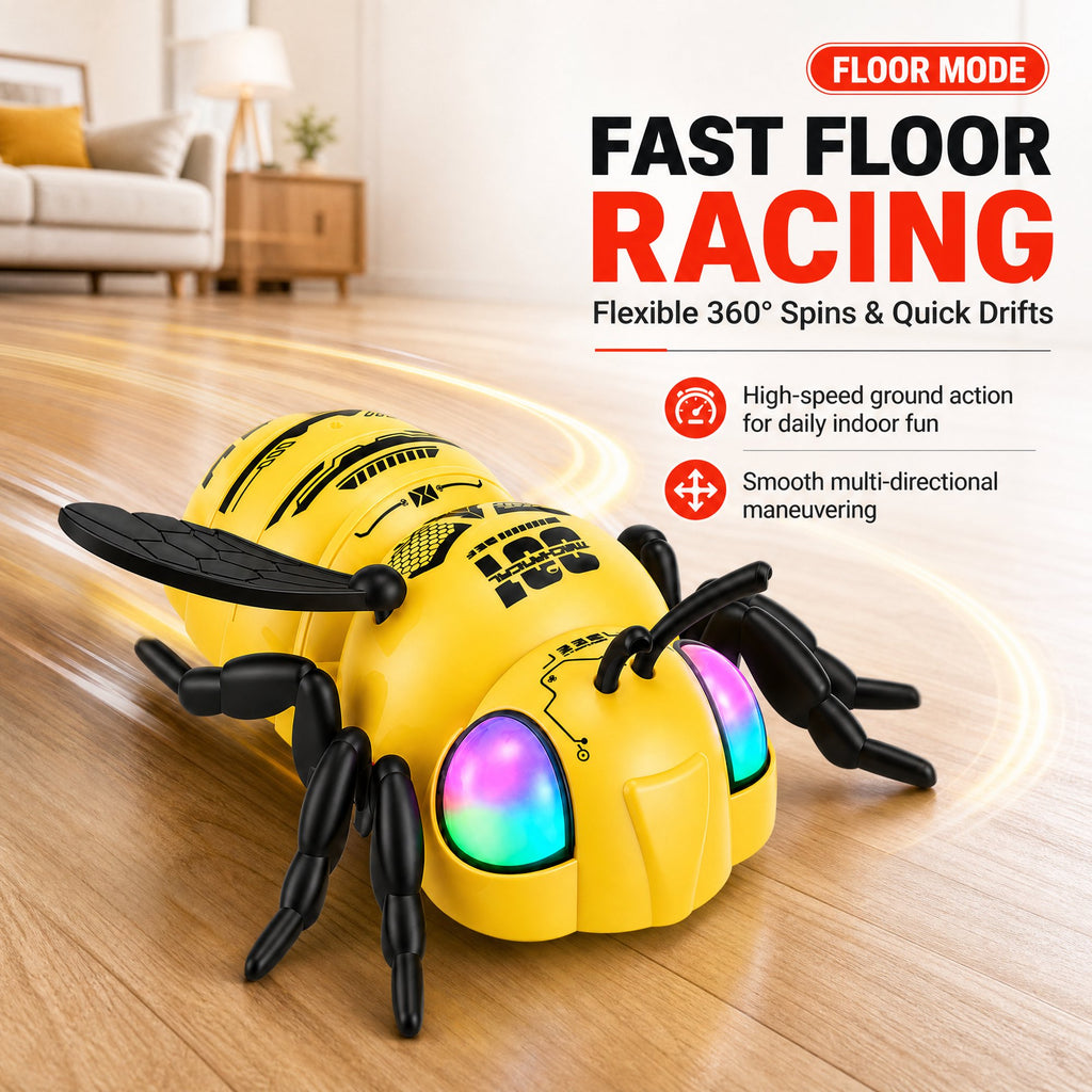 Doulami Remote Control Bee Toy, 2.4GHz Wall Climbing RC Toy for Kids, LED Glow Eyes & 360° Rotation Climbing Bug with 2 Batteries, Quiet Prank Toy for Boys & Girls Birthday Gift