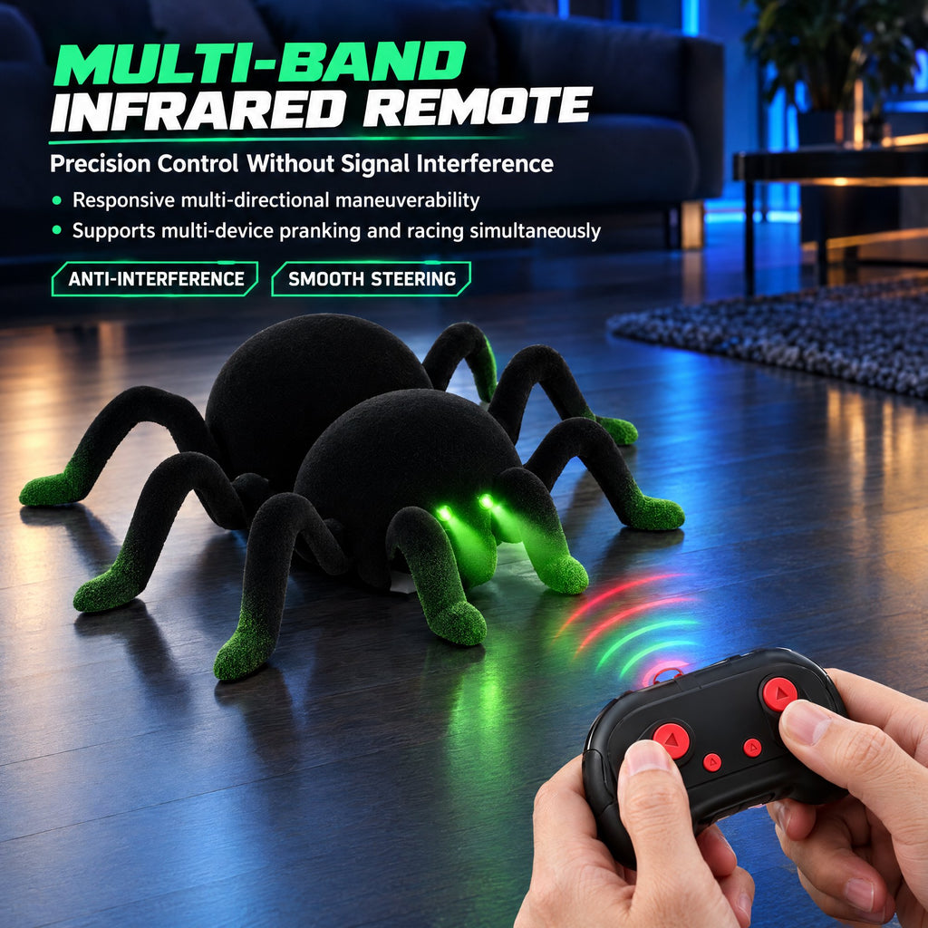 Remote Control Spider Toys, RC Giant Spider Toys Wireless Remote Control ,360° Rotating High Simulation Spider Animal Pets Toys Furry Texture Glowing Eyes Perfect for Christmas Joke Game Playing