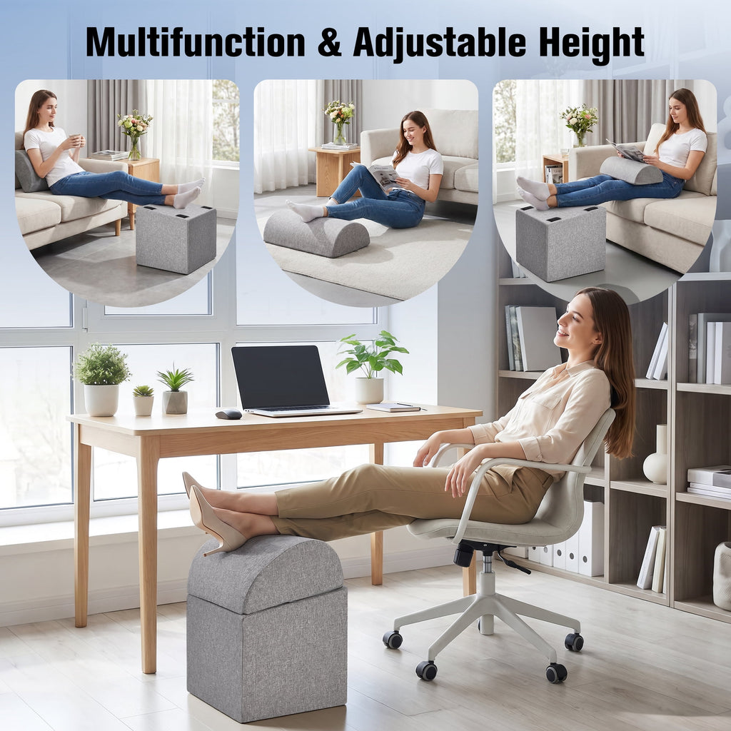 AMTPM Foot Rest for Under Desk, Ergonomic Desk Foot Rest 3 Adjustable Heights High-Density Foam, Comfort Under Desk Footrest for Office Bed Couch, Relieve Leg Pressure, 16.5x11x17in