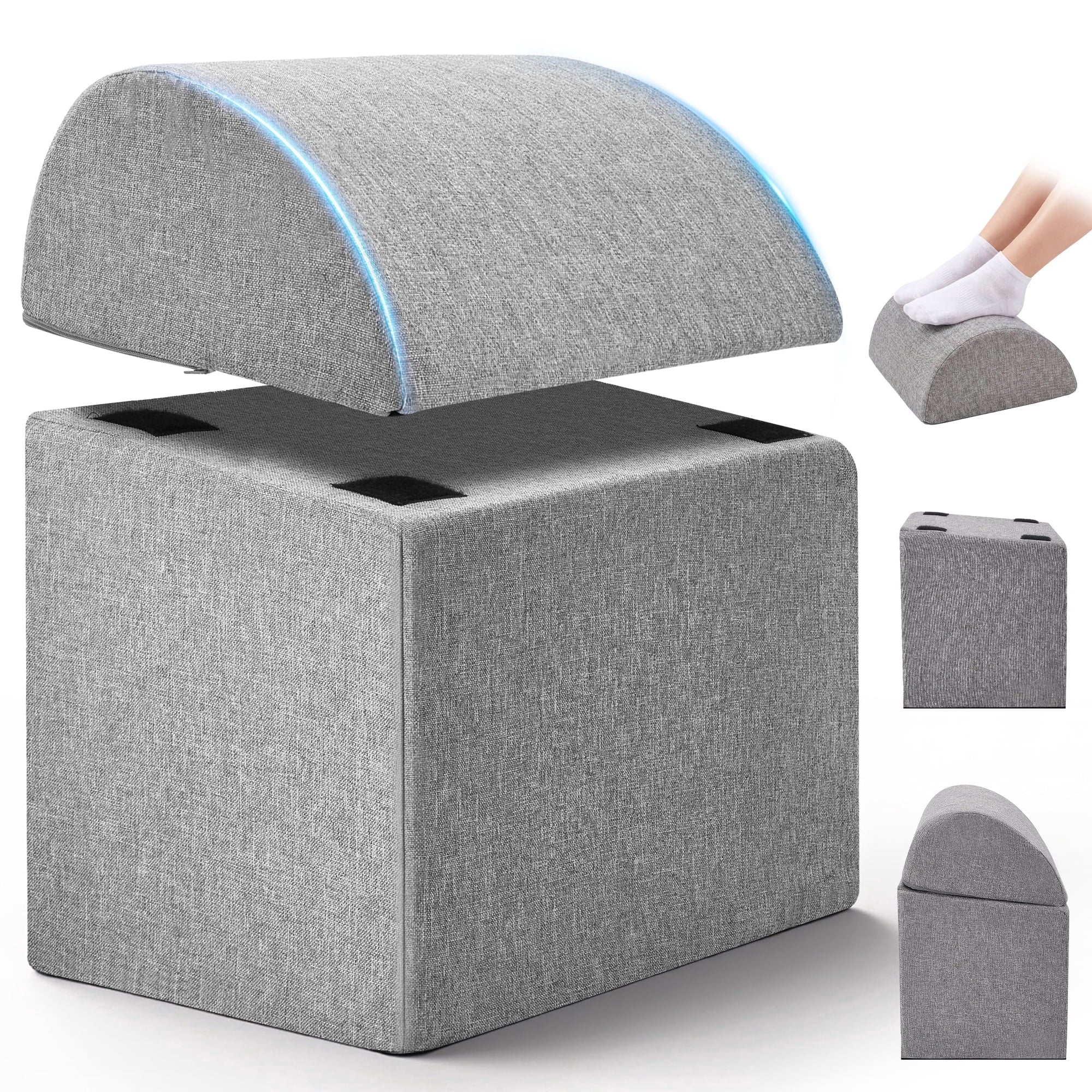 AMTPM Foot Rest for Under Desk, Ergonomic Desk Foot Rest 3 Adjustable Heights High-Density Foam, Comfort Under Desk Footrest for Office Bed Couch, Relieve Leg Pressure, 16.5x11x17in