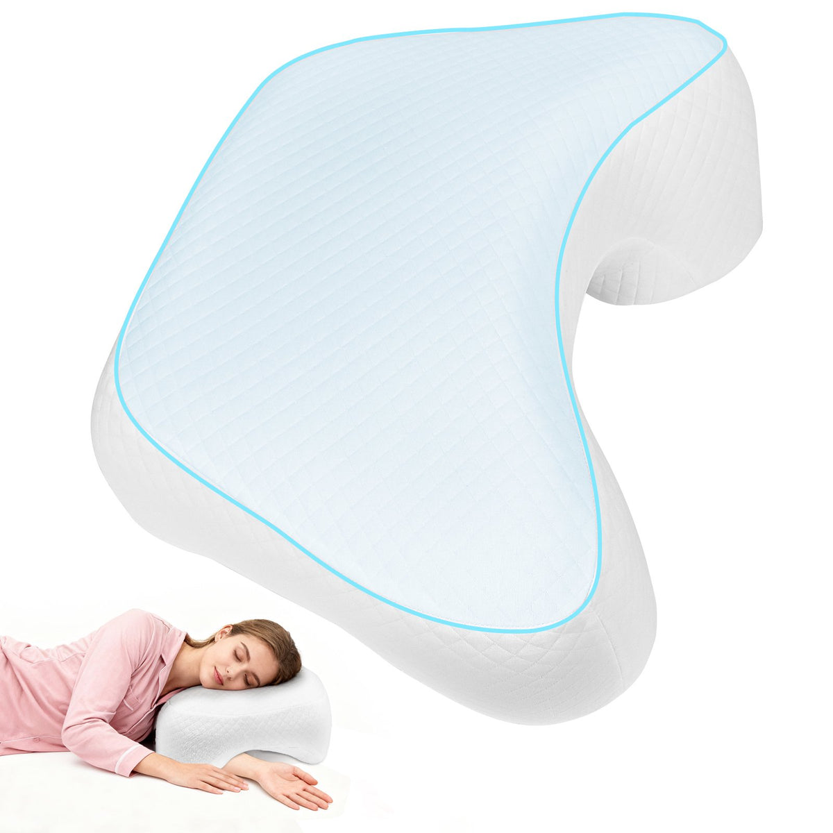 Side Sleeper Pillow, Arm Pillow, Ergonomic Cervical Pillow for Neck, Shoulder & Rotator Cuff Pain Relief