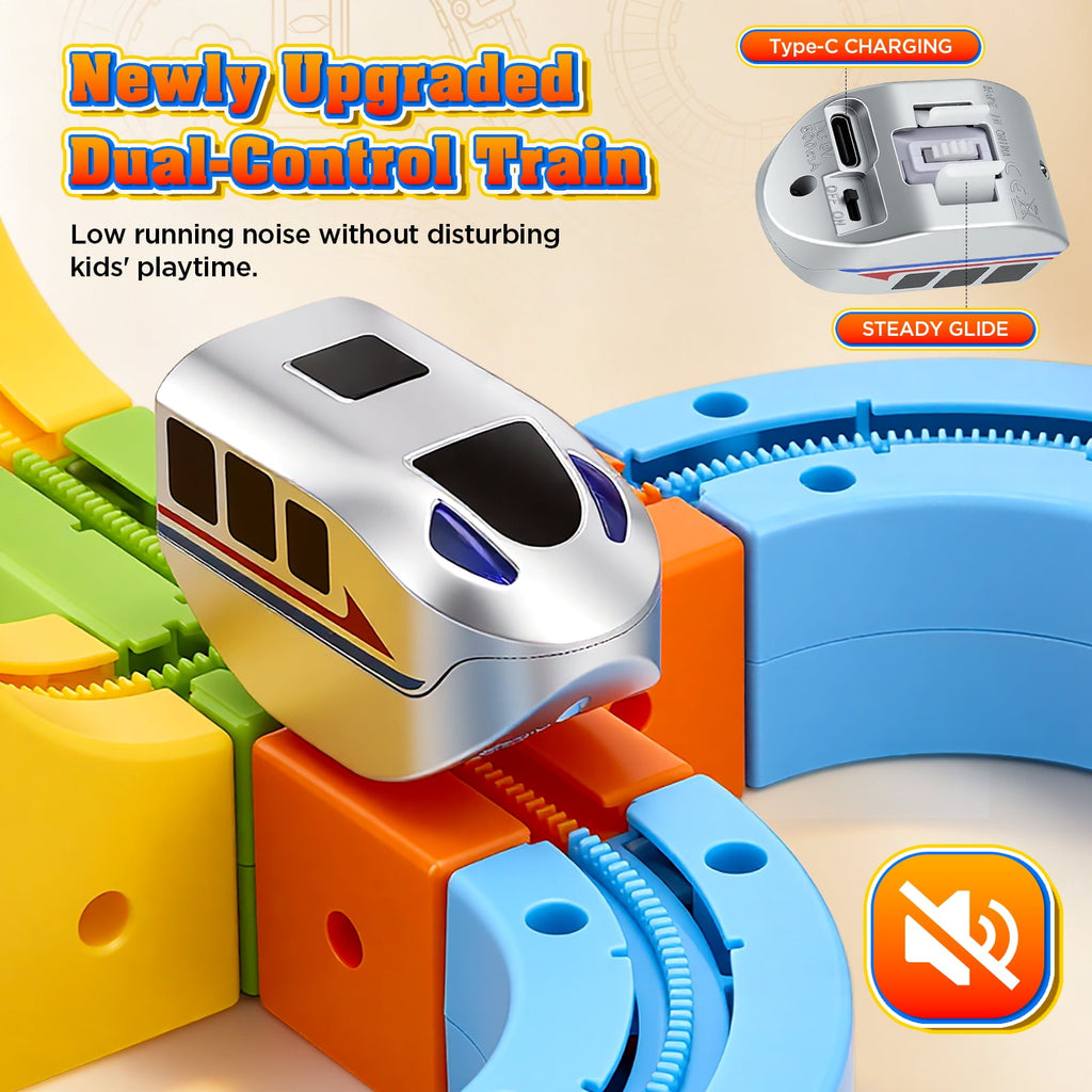 Doulami Electric Train Set for Kids, 147PCS Gravity-Defying 3D Racing Track Sets with Electric Train, Traffic Signs, STEM Train Toys Birthday Gifts for Boys and Girls Age 3+ Years Old
